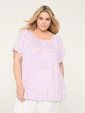 Lane Bryant NWT Purple Floral Flutter Sleeve Top - Size 22/24